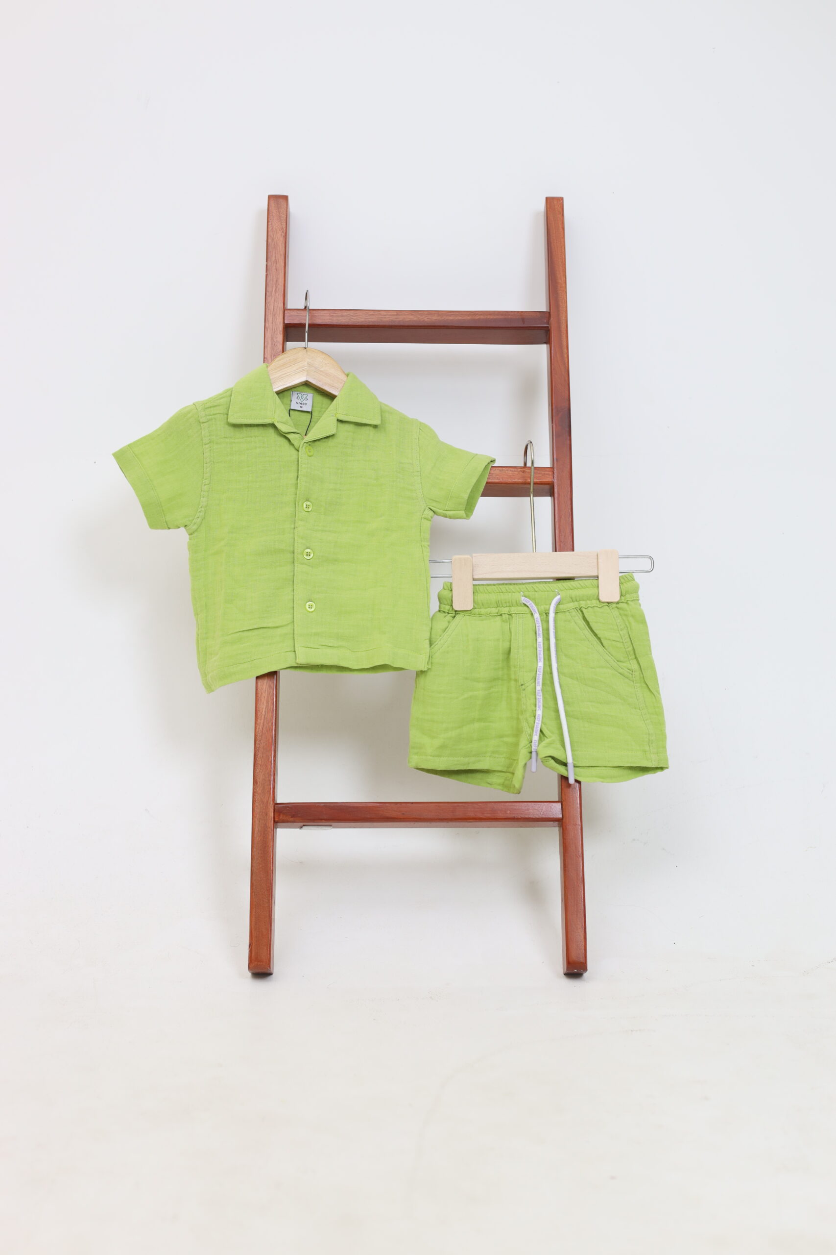 Kids Cotton Muslin Co-ord Set | Boxy Fit Shirt & Shorts - Image 2