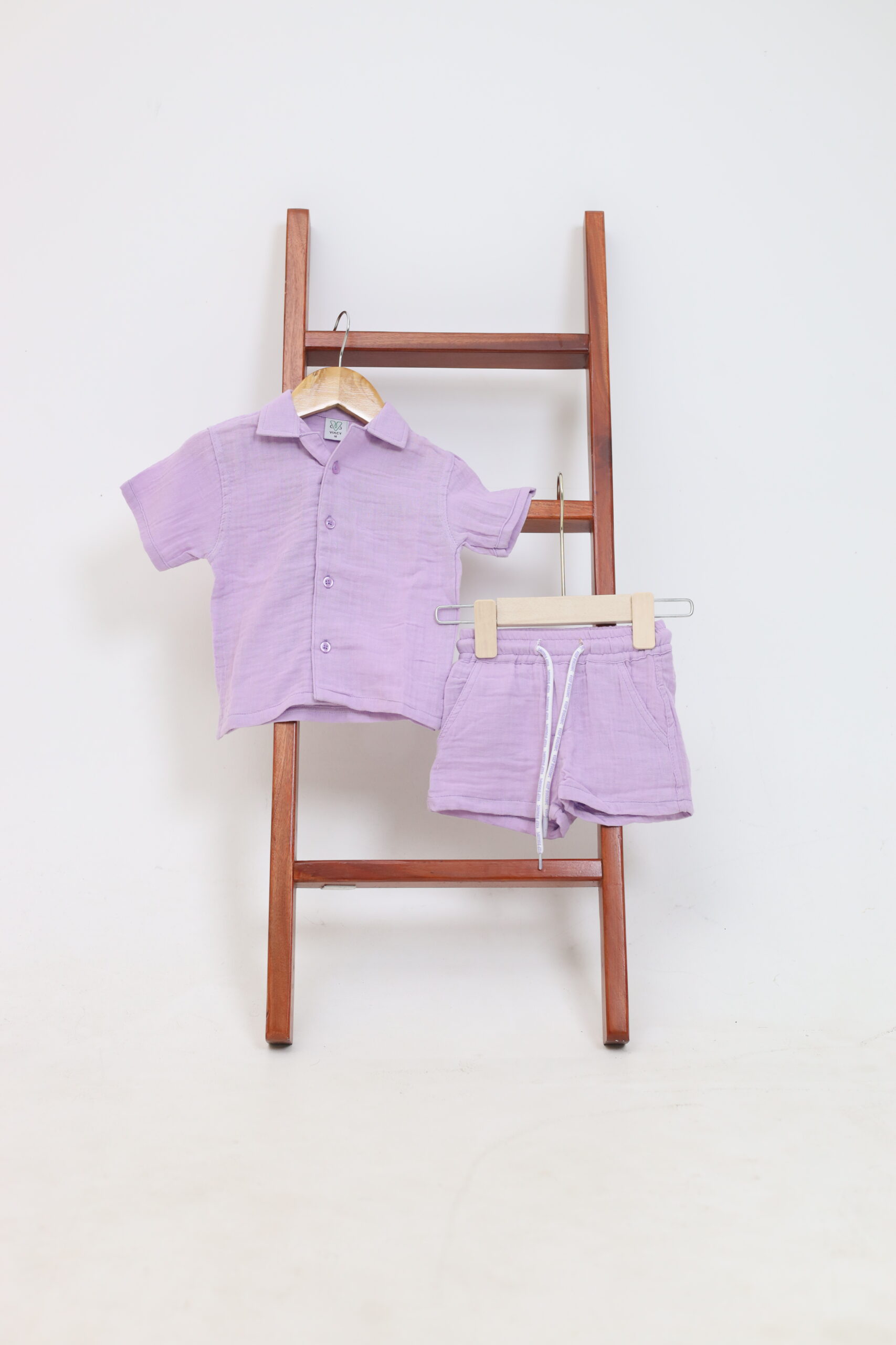 Kids Cotton Muslin Co-ord Set | Boxy Fit Shirt & Shorts - Image 3