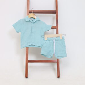 Kids Cotton Muslin Co-ord Set | Boxy Fit Shirt & Shorts