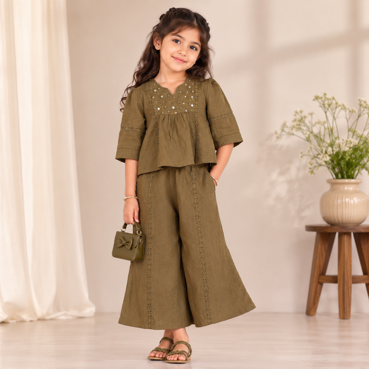 Girls Blossom Cord Set – Graceful & Trendy Kids Wear - Image 2